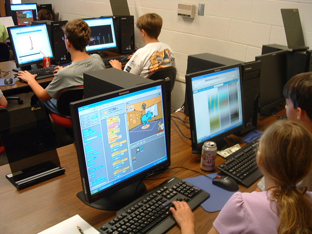 kids at a computer