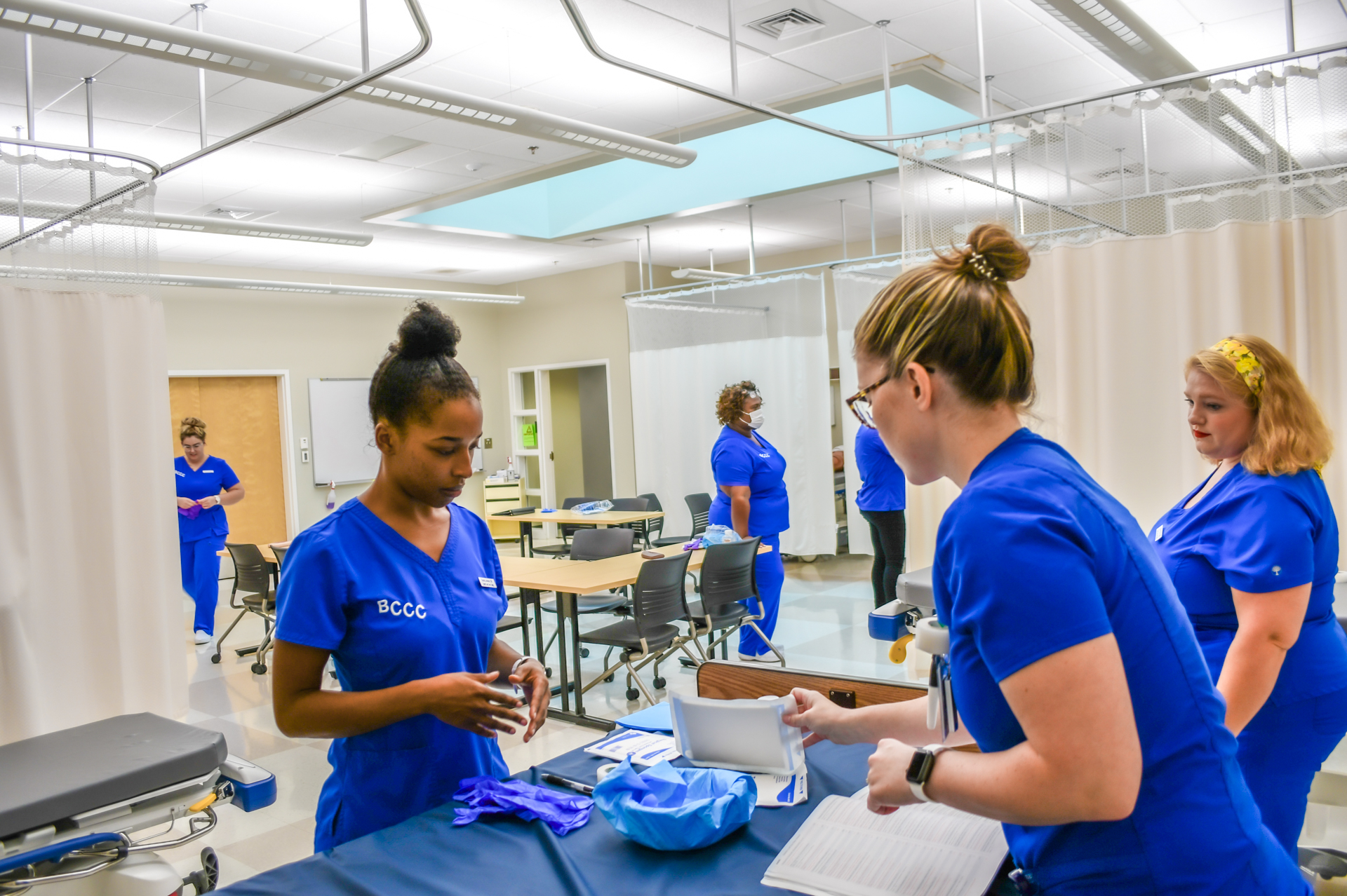 nursing students teaching each other