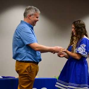Person receiving award