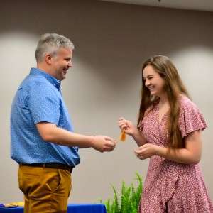 Person receiving award