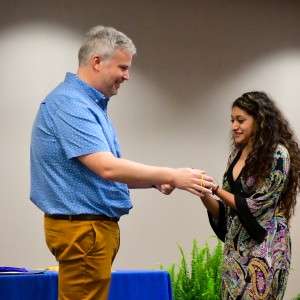 Person receiving award