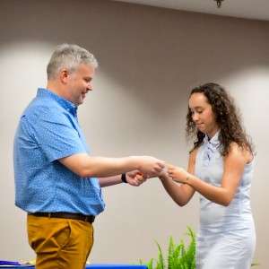 Person receiving award