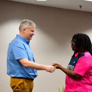 Person receiving award