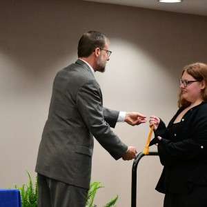 Person receiving award