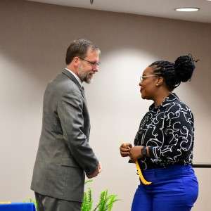 Person receiving award
