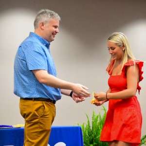 Person receiving award