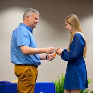 Person receiving award