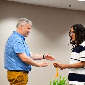 Person receiving award