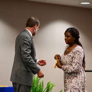 Person receiving award