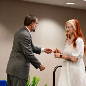 Person receiving award