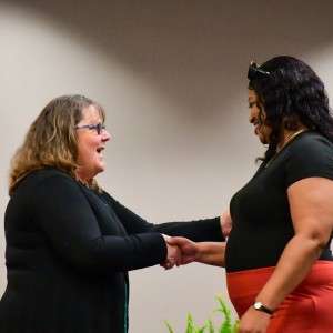 Person receiving award