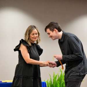Person receiving award