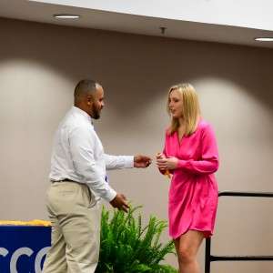 Person receiving award
