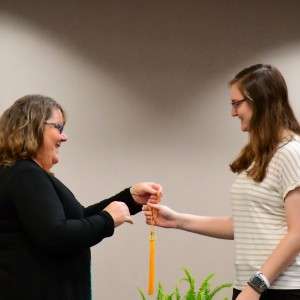 Person receiving award