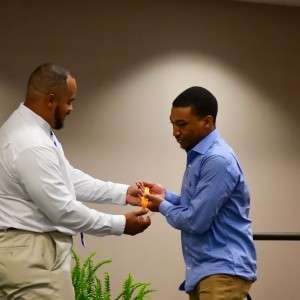 Person receiving award