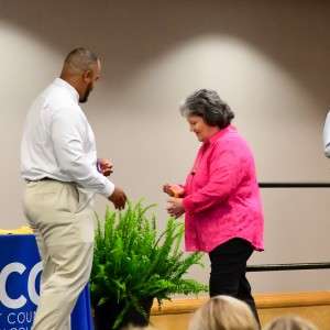 Person receiving award