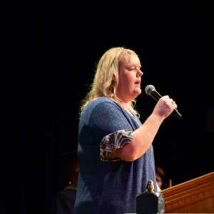 Woman with microphone