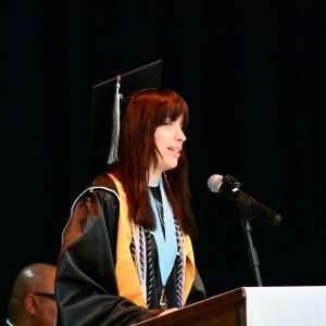 Student at podium
