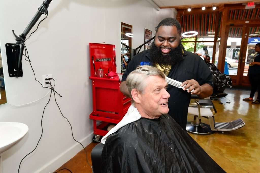 Man cutting hair