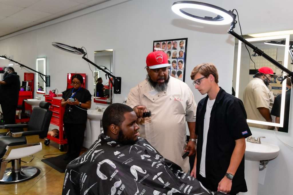 3 men in a barber shop