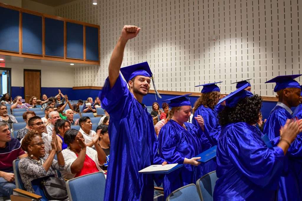 Students with raised hands