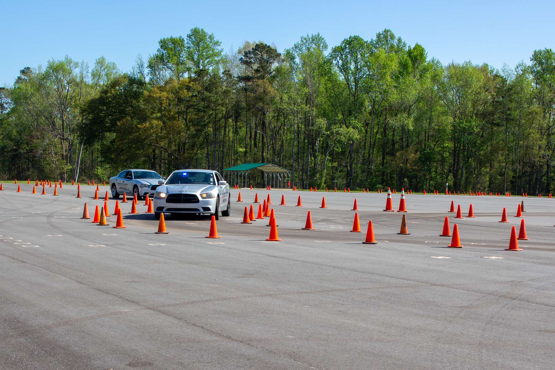 Police car on a track