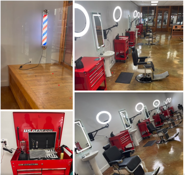 4 photos of barber chairs