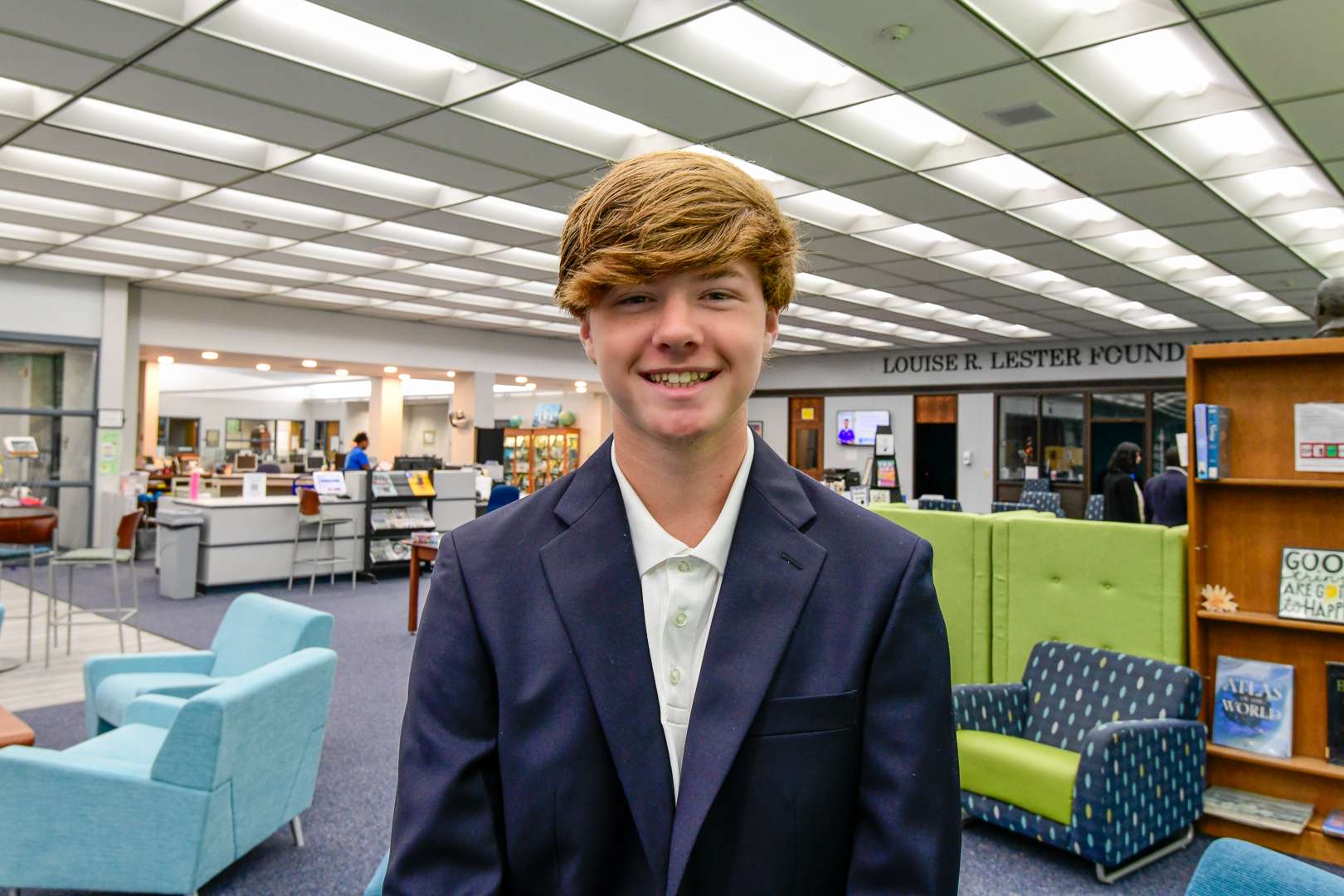 Man standing in a library