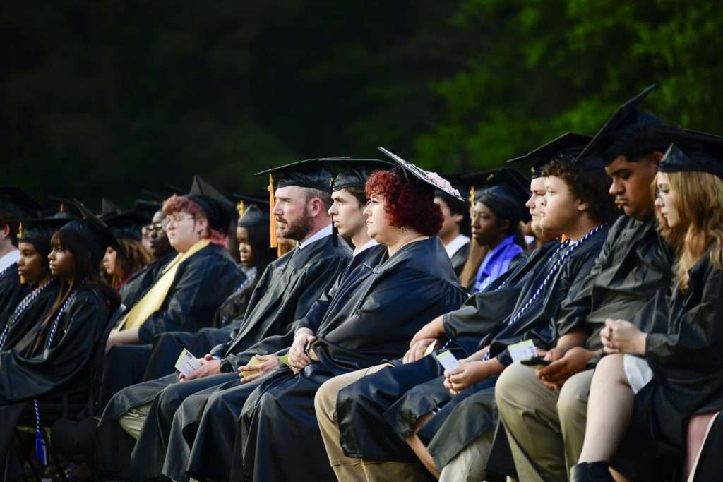 Crowd of people seated