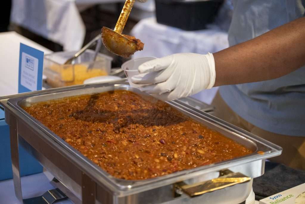 Food in a chafing dish