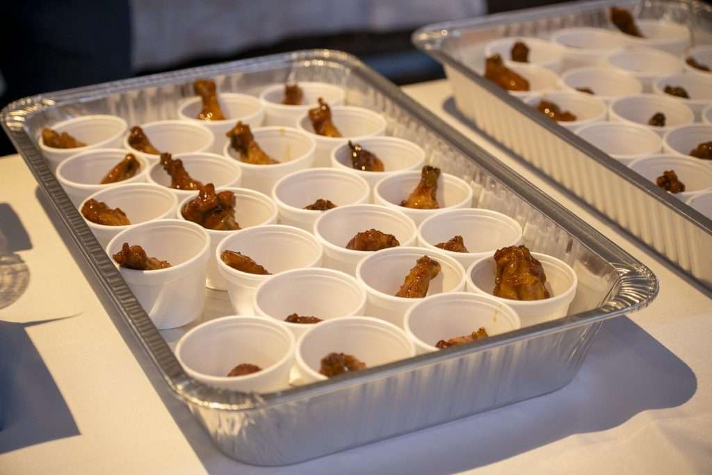 Samples of food in cups