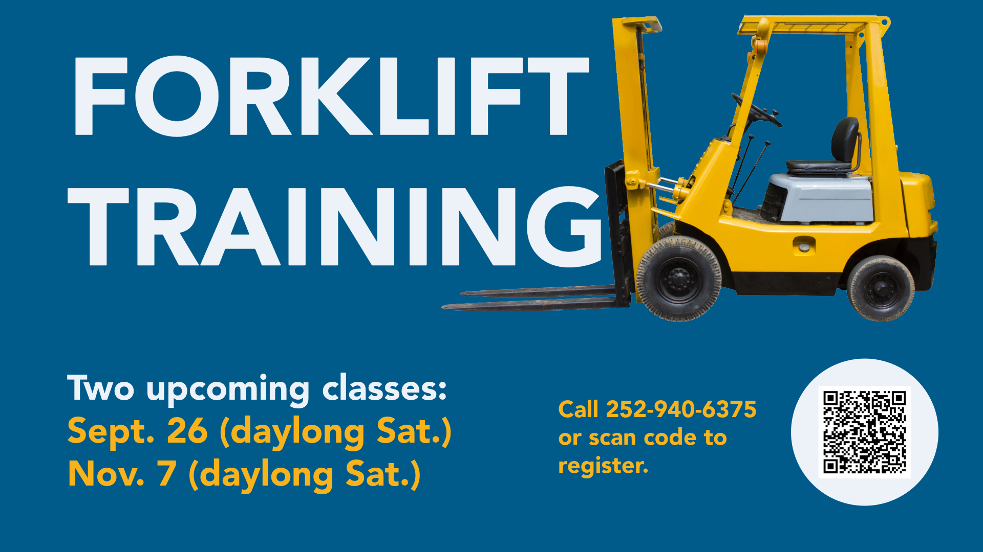 Forklift with text reading : forklift training
